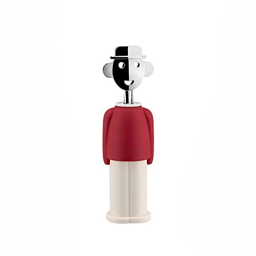 Alessi | Alessandro M. AAM23 R - Design Korkenzieher aus Verchrometem Zamak und Thermoplastischer Harz, Rot,7 x 26 x 22 cm