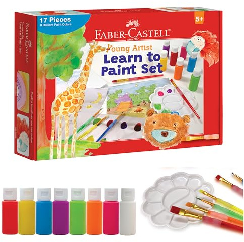Faber-Castell Young Artist Learn to Paint Set - Washable Paint Set for Kids