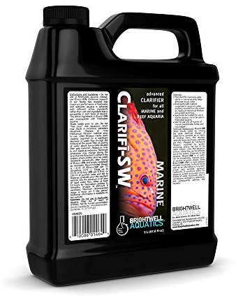 Brightwell Aquatics Clarifī-SW Marine Water Clarifier for Saltwater Aquariums Enhances Water Clarity by Removing Cloudiness with Protein Skimming and Mechanical Filtration Compatibility, 2L