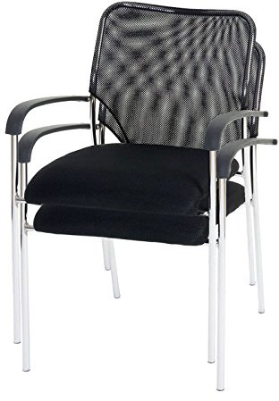 Mendler 2er-Set Besucherstuhl Tulsa, Konferenzstuhl stapelbar, Stoff/Textil - Sitz schwarz, Rückenfläche schwarz