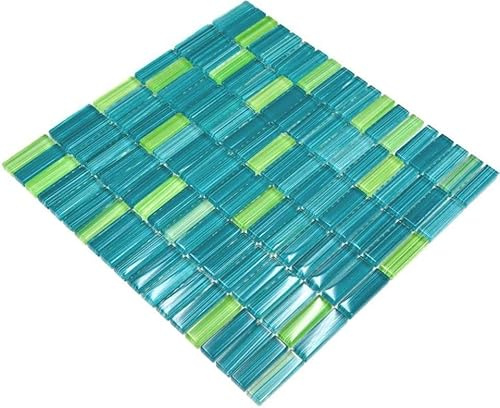 Mosaik Fliese Transluzent strichgrün Stäbchen Glasmosaik Crystal strichgrün für WAND BAD WC DUSCHE KÜCHE, Mattengröße: 322x310 = 0,10 qm, Steingröße: 15x50x8mm - 1 Matte