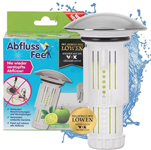 Abfluss-Fee mit 1x Duftstein aus der Höhle der Löwen, Weiß / Chrom