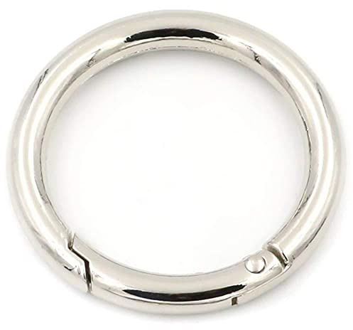 2 x Karabinerring mit Federöffnung, O-Ring, rund, Schnappverschluss, Schlüsselanhänger, silber, 20 mm