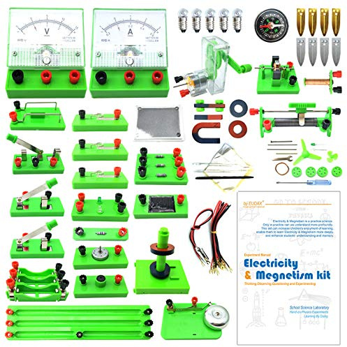 EUDAX School Physics Labs Basic Electricity Discovery Circuit and Magnetism Experiment kits for High School Students Electromagnetism Elementary Electronics