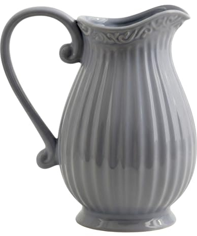 Krug aus Keramik 1,2 L, Pastel Grau - Wasserkrug, Vase, Pitcher Kanne Karaffe Milchkrug im Landhausstil, Country, French Country, Pastellfarben, Kreidefarben
