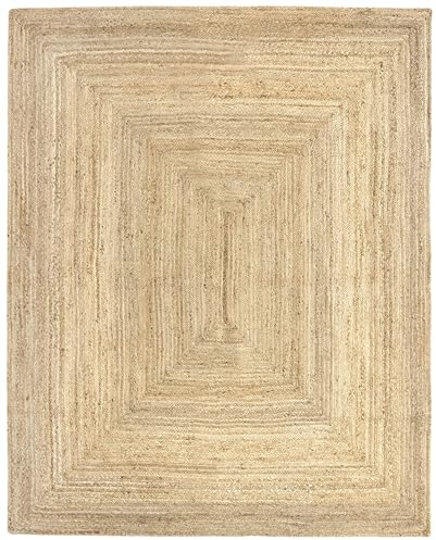HAMID Alhambra Jute Rug Natural Color - 100% Jute Fiber Rug- Mjuk Matta och Medium Styrka - Handvävd - Vardagsrum, Sovrum, Hall Matta - Naturlig… (250x200 cm)