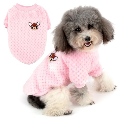 Zunea Hundepullover für kleine Hunde Fleece Warm Weich Welpen Sweater Wintermäntel Winterjacken Hunde Bekleidung Haustier Chihuahua Katzen Kleidung Rosa XXL