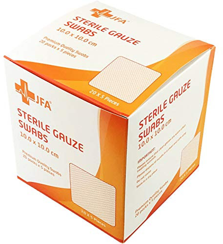 Premium Sterile Mulltupfer, Mullkompressen, 10 cm x 10 cm, 100 Stück