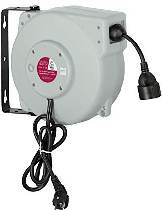 MAXTOOLS ER300, Elektrische Schlauchtrommel, mit Doppelführung und ölbeständigem Kabel, Wärmeschutzschalter, Länge 15 Meter (15m)