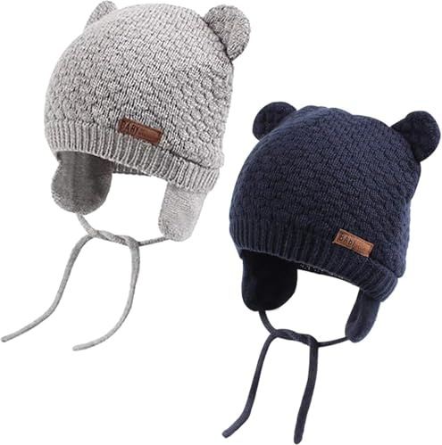 DRESHOW Unisex Baby Mössa Baby Hatt Söt Björn Småbarn Öronficka Mössa Varm för Höst Vinter