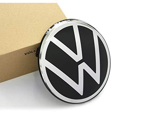 Volkswagen 2GM853601EDPJ Emblem Kühlergrill Logo Zeichen, schwarz verchromt glänzend, ab Modelljahr 2021, nur mit Front Assist