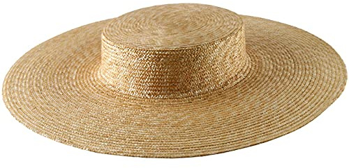 Classic Italy - Cappello a Falda Larga Tesa Larga Donna Canotier Capeline Luxe - Size 56 cm