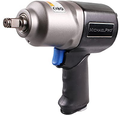 MichaelPro MPA01015 1/2 Zoll Drive Air Aluminium Schlagschrauber,Leichtgewichtig, Super Duty Twin Hammer, Klassischer schwarzer pneumatischer Schlagschrauber mit Super Torque