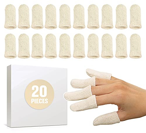 MIG4U 20 cunas de algodón para dedos, protectores de dedos reutilizables para cortar heridas, artritis, eccema, moretones, callos, agrietamiento de pulgares curación, tapas de uñas/puesto/cojín/funda