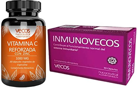 Pack para Reforzar el Sistema Inmunológico - Inmunovecos + Vitamina C 1000 mg con Zinc - 30 + 30 Cápsulas - Efecto Estimulante - Propiedades Antioxidantes - Suplementos Vitamínicos