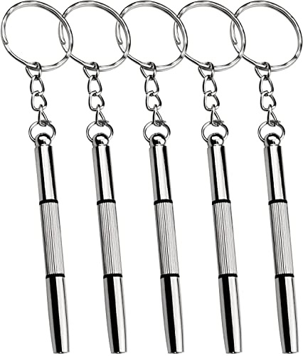 LVGPH 5Pcs Multifunction Eyeglass Screwdriver Mini 3 in 1 Sunglass Watch Repair Kit with Keychain Precision Glasses for Frames Jewellery Watches