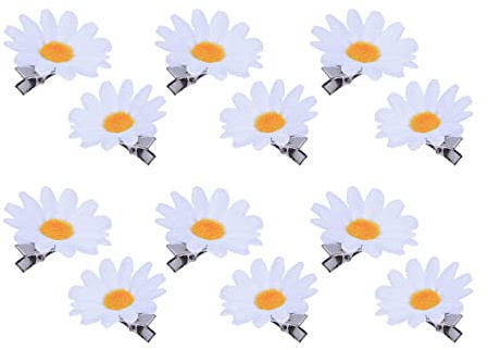12Pcs Pinces à Cheveux Marguerite Barrettes de Fleurs de Marguerite Hawaïenne épingles à Cheveux de Fleur pour Femmes Dames Filles Blanc