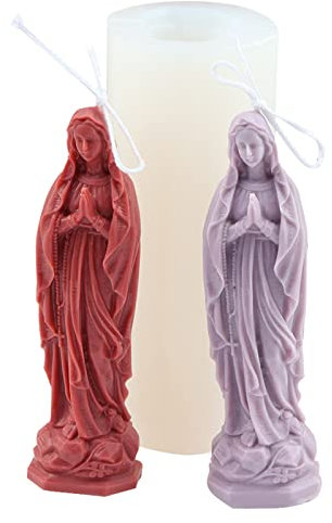 LSLEVA 3D Jungfrau Maria Form Silikon Kerzenformen, DIY Göttin Formen für Kerzen Herstellung Harz Seife Gießen Kuchen Schokolade, Aroma Gips Formen für Wohnkultur, 13,5 cm