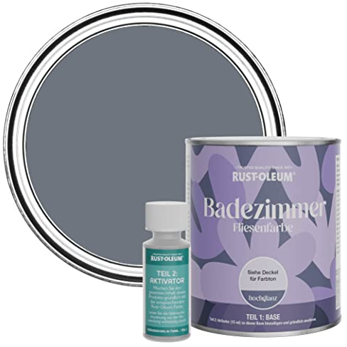 Rust-Oleum Grey Water-Resistant Bathroom Tile Paint in Gloss Finish - Marine Grey 750ml
