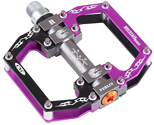 MTB/Rennradpedale Aluminiumlegierung Fahrradpedale Mountainbike Pedale 9/16 Zoll Abgedichtete Lagerplattform für BMX MTB Fahrrad (Lila Schwarz)