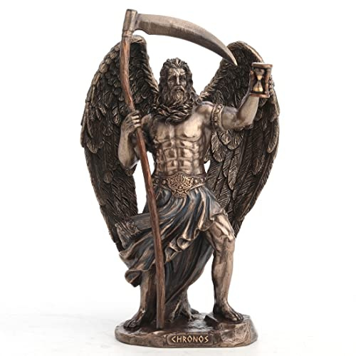 Veronese Design 19,5 cm hoher Chrono der griechische Gott der Zeit, Kaltgussharz, Bronze-Finish