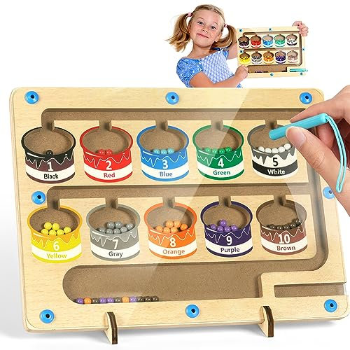 Aolso Juguetes Magnético de Madera,Juguetes Educativos Montessori, Juego de Combinación de Colores & Clasificación Motricidad Fina，Niños Tablero Juego De Madera Juegos Educativos-Bote de Pintura