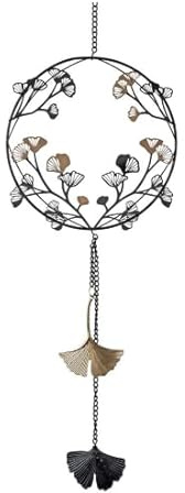 Fensterdekoration Ginkgoblat - Deko Fensterhänger - Hängedeko für Fenster - Wintergarten - Metall 18 cm Durchmesser - schwarz Gold