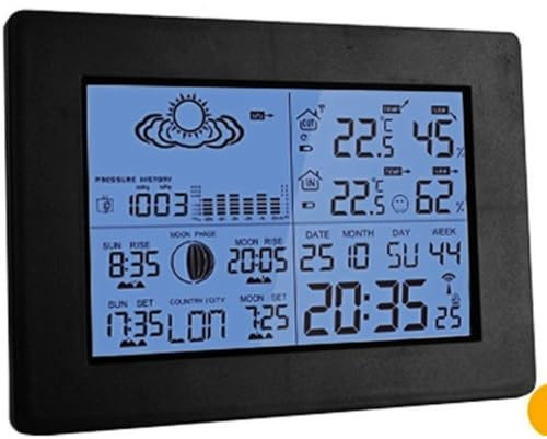 XLTEAM Wireless Weather Station, Digital Weather Forecast with Radio Controlled Clock, Temperature Humidity, Sunrise, Sunset, Moonrise, Moonset Times, for Indoor/Outdoor Use