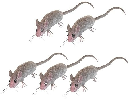Vaguelly Decorative Mice Models 5pcs Tiny Life Like Mice for Garden Office and Home Decor
