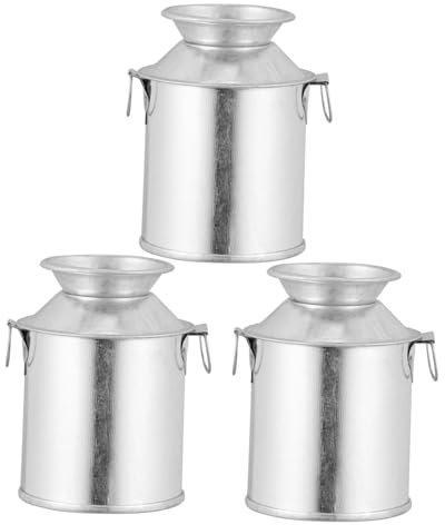 AOKWAWALIY 3pcs Vintage Flower Pot Set Retro Iron Flower Bucket Rustic Metal Planter for Home Decor and Wedding Arrangement
