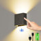 Suright Lámpara de Pared con Sensor de Movimiento, Aplique de Pared Interior con (AUTO/OFF/ON) Modos, 3000K Blanco Cálido Lámpara de Pared Inalámbrica Recargable para Dormitorio, Escalera, Negro