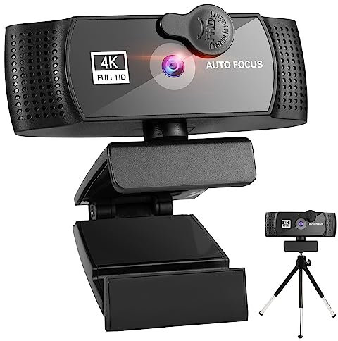 KOZWAY Webcam, Webcam 4K 2K 1080P caméra Web Full HD avec Microphone Prise USB Web Cam for PC Ordinateur Portable vidéo Mini caméra 4K (Color : 4K, Size : 1 UK)