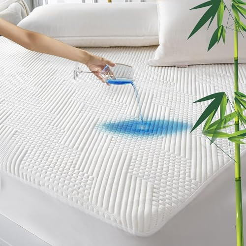 GRT Matratzenschoner Topper 120x200cm, Wasserdichte Matratzenauflage Bambus 3D-Air-Bambusfaser-Kühlmatratzenbezug, Spannbettlaken Bettlaken Topper Schoner Bezug passend für Matratzen bis zu 30 cm Höhe