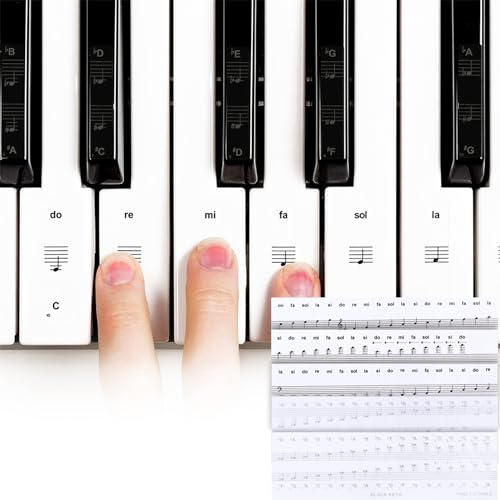 Piano Keyboard Stickers for 54/61/76/88 Key Removable Piano Notes Guide Transparent Piano Key Stickers Notes Label for Beginners 2 Pcs