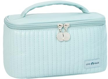 BEYOURCHOI Reise Kosmetiktasche, PU Leder Tragbar Reise Kulturtaschen Tasche mit Großer Kapazität Wasserdichter, Portable Schminktasche Kulturbeutel-Organizer für Toilettenartikel (Blau)