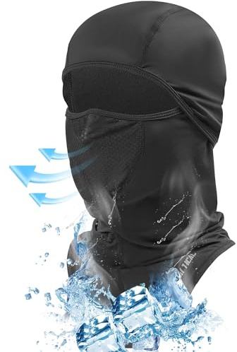 1TG Tactical Summer Balaclava Full Face Mask - UV Protection Cooling Neck Gaiter, Breathable Full Head Scarf Windproof Face Cover for Men and Women for Ski Motorcycle Travel Hiking Black