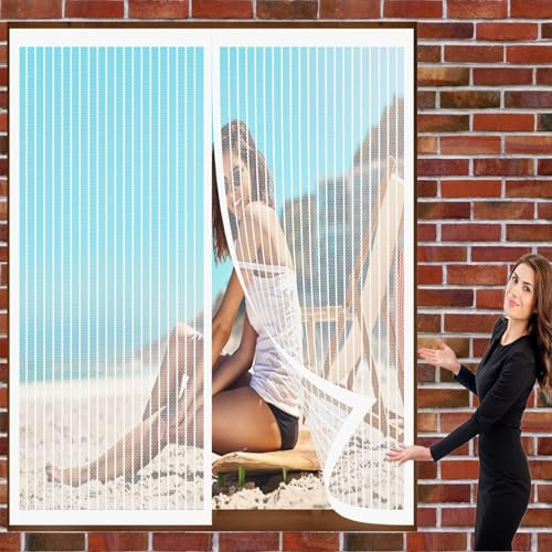 Mosquito Net Window Fly Screen 115 x 75 cm(45 x 30inch) Mosquito Net Insect Net Mosquito Bug Protection Without Drilling Easy to Install Insect Mosquito Net Fly Screens for Windows, White