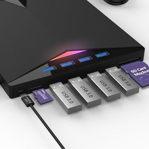 Lector de DVD-ROM CD-ROM CD-RW VCD Externo, Grabadora de DVD/CD USB 3.0 y Tipo-C con lector de tarjetas SD/TF y USB, para Windows 7/8/10/11 Vista/XP/Mac OS, Laptop, Desktops