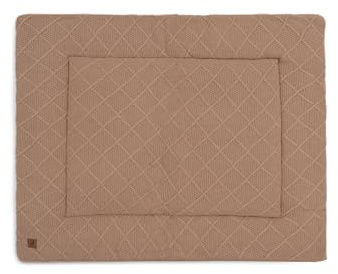 Jollein Krabbeldecke für Baby - Check Knit, Biscuit - 60% Baumwolle, 40% Acryl - Laufgittereinlage - 75x95 cm - Spieldecke Baby