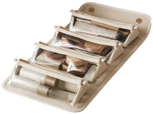 Tyinerc Borsa grande per trucchi, borsa da viaggio per cosmetici | Organizer pieghevole per custodia per trucco con grande capacità - Scatola per trucco impermeabile, borsa per trucco rimovibile per