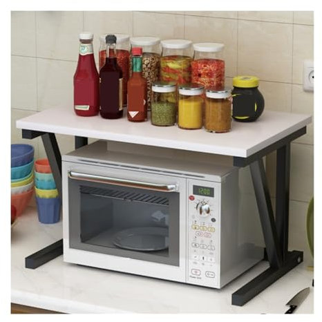 GAOJUNAN Meuble Micro Onde Support De Four À Micro-Ondes De Cuisine, Support De Four Au Sol, Support De Rangement Multifonctionnel sans Poinçon, Étagère À Épices Etagere Micro Ondes(Black)