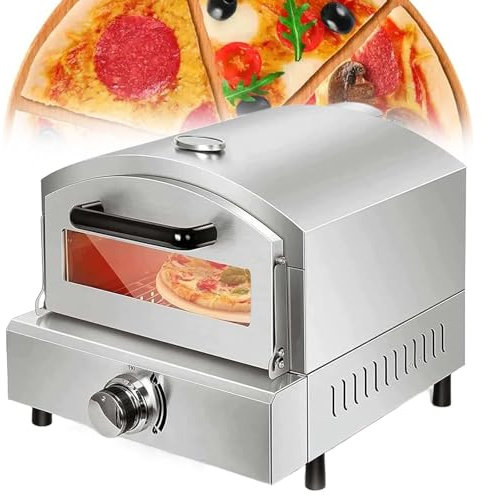 Eastnmythet Pizza Oven Electric/Gas with 12in Pizza Stone, Countertop Stainless Steel Pizza Oven for Steak Chicken, Pizza Maker Oven for Home,Gas