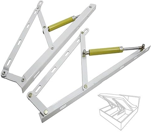 FOELANNE Storage Lift Kit Heavy Duty Bed Storage Lift, 2Pcs Federscharnier Federstärke Dreieck Federscharnier Design Klappsofa Klappbett(White,1200mm)