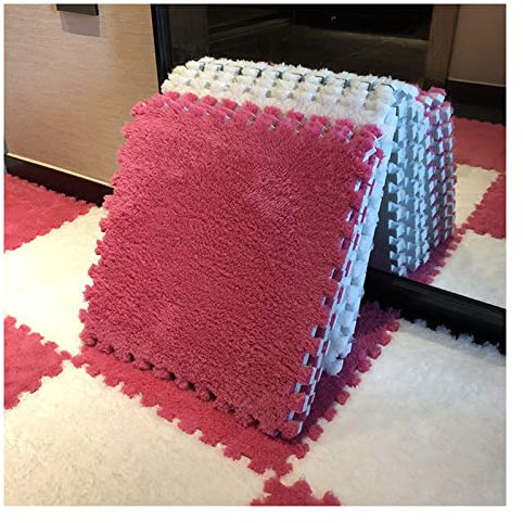 Patchwork-Teppich, 20 Stück, 30,5 x 30,5 cm, ineinandergreifende Schaumstoffmatten, Plüschmatte, flauschige Teppichfliesen, Plüsch-Teppich, Schlafzimmer-Bodenfliesen, weiche Spielmatte, Puzzle-Bodenm