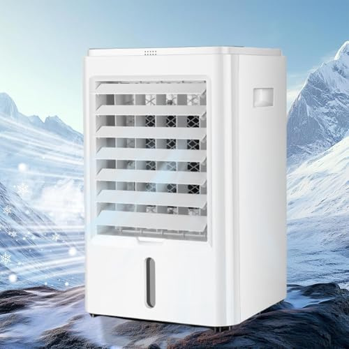 Portable Rafraichisseur d'air avec 4L Réservoir d'eau, Climatiseur Portable Ventilateur Humidificateur avec 3 Vitesses, Minuteur 1H/2H/4H, pour Chambre à Coucher/Bureau,24V