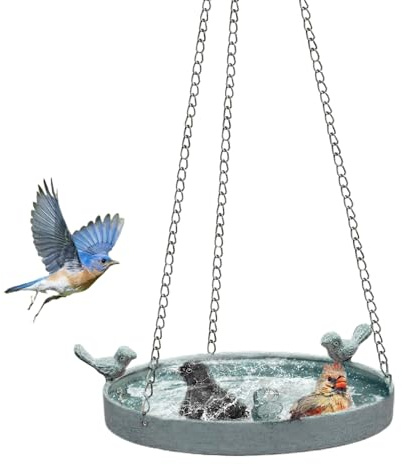 Vogeltränke – Vogeltränke mit Solarbrunnen | Vogeltränke für den Außenbereich, Vogeltränke mit Schüssel, Vogeltränke für den Garten mit Metallkette