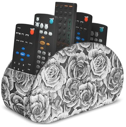 Czzmy Support de télécommande en cuir PU avec 5 compartimentsen cuir PU,multifonction boîte de rangement pour télécommandes TV,crayons,fournitures de bureau,pinceaux de maquillage(1-3D noir gris)