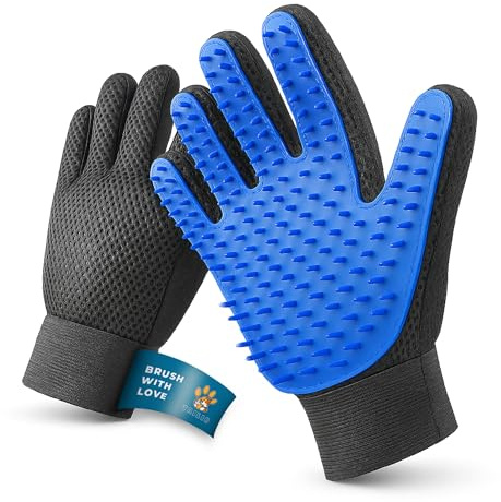 Tailio Fellpflege-Handschuhe für Katzen & Hunde zum Ausfallen, effiziente Fellpflege-Handschuhe für Haustiere, 2-in-1, Enthaarungsbürste & Massagehandschuh, perfekt für langes und kurzes Haar (1 Paar)