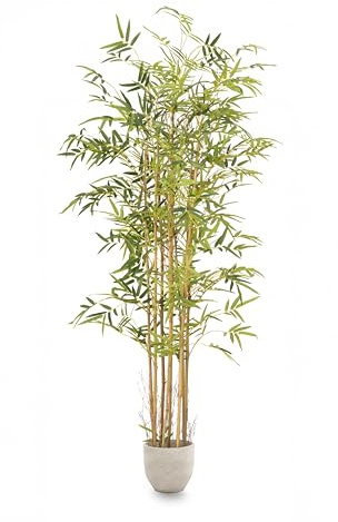 MAIA SHOP Plante Artificielle en Bambou Sauvage 210 cm avec tiges Naturelles – Arbre décoratif réaliste, pour l'intérieur, Pot de Fleurs, Base en Plastique Incluse