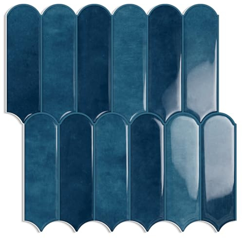 Tiwoos Klebefliesen Küche Küchenrückwand Wandfliesen Selbstklebend Klebe Fliesen Blau 10-Stück,(30,5 x 30,5 cm)
